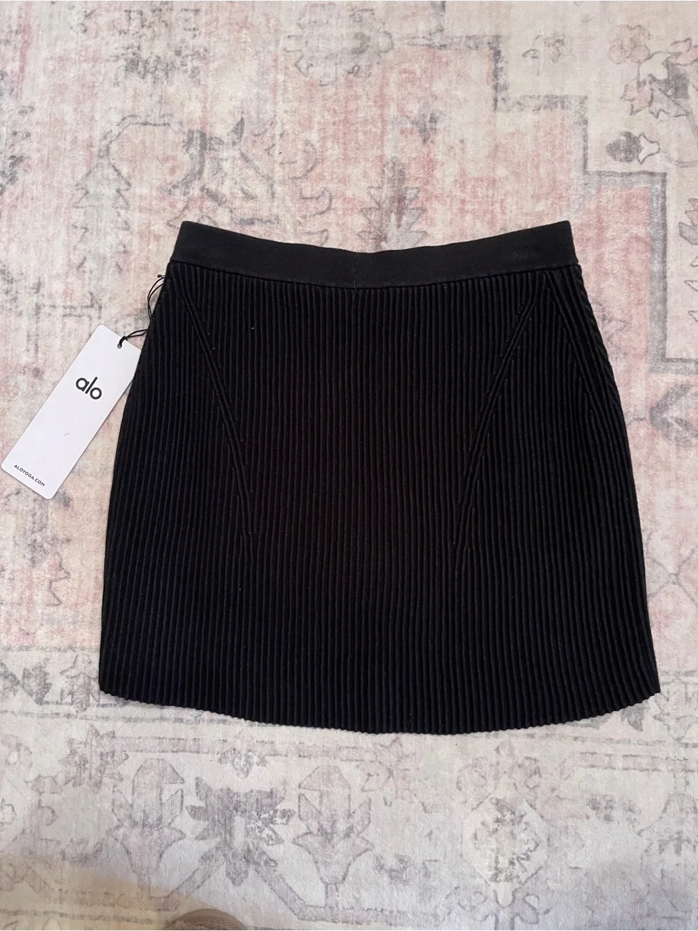 NWT Alo Denim Knit High-Waist Skirt - Black/Anthracite